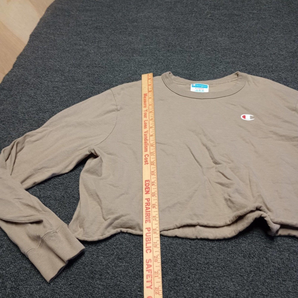 Vintage Champion Cropped Sweater Women XL Relaxed Baggy Cozy Fleece Pullover‎ - Picture 3 of 6